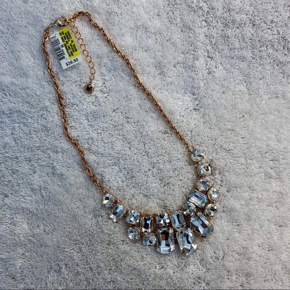 Gold Rhinestone Statement Cocktail Necklace - Picture 4 of 5